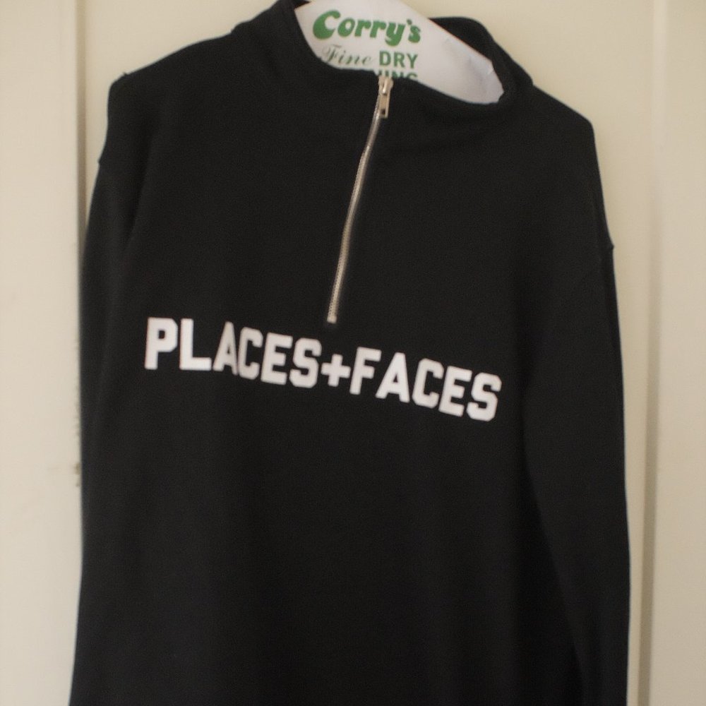 Places + Faces Black Zip-up XL